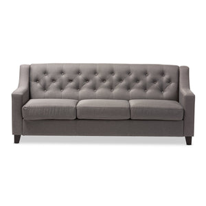 Baxton Studio Arcadia Modern and Contemporary Grey Fabric Upholstered Button-Tufted Living Room 3-Seater Sofa