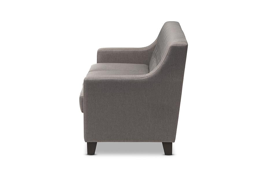 Baxton Studio Arcadia Modern and Contemporary Grey Fabric Upholstered Button-Tufted Living Room 3-Seater Sofa