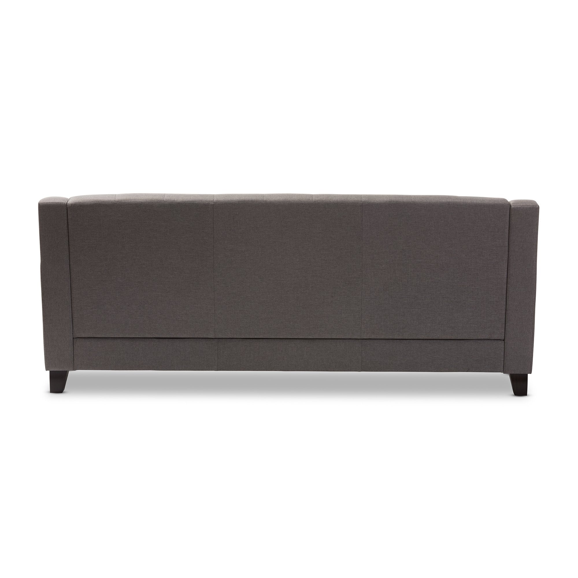 Baxton Studio Arcadia Modern and Contemporary Grey Fabric Upholstered Button-Tufted Living Room 3-Seater Sofa