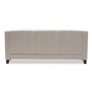 Baxton Studio Arcadia Modern and Contemporary Light Beige Fabric Upholstered Button-Tufted Living Room 3-Seater Sofa