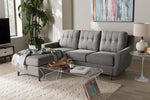 Baxton Studio Mckenzie Mid-Century Grey Fabric Upholstered Button-Tufted 2-Piece Sectional Sofa