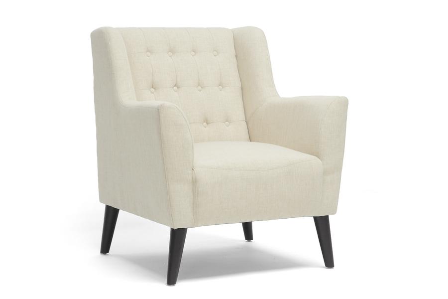 Baxton Studio Berwick Beige Linen Arm Chair