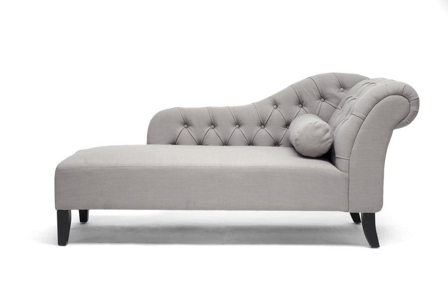 Baxton Studio Aphrodite Tufted Putty Gray Linen Modern Chaise Lounge