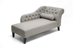 Baxton Studio Aphrodite Tufted Putty Gray Linen Modern Chaise Lounge