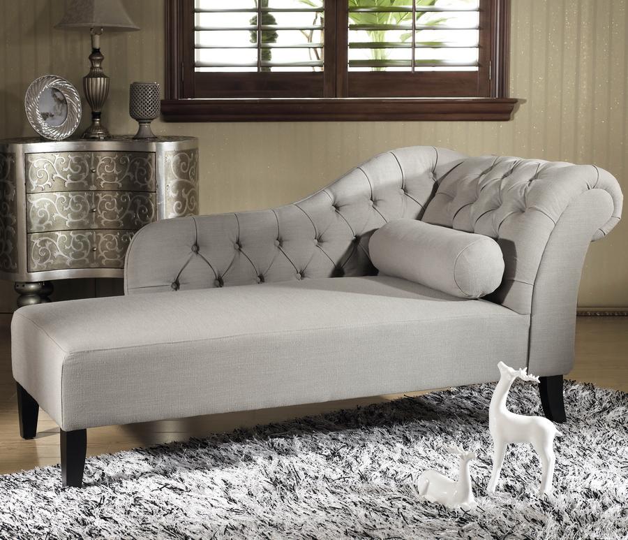 Baxton Studio Aphrodite Tufted Putty Gray Linen Modern Chaise Lounge