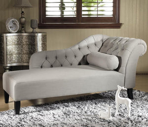 Baxton Studio Aphrodite Tufted Putty Gray Linen Modern Chaise Lounge