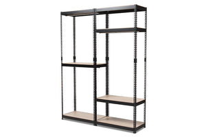 Baxton Studio Gavin Black Metal 7-Shelf Closet Storage Racking Organizer