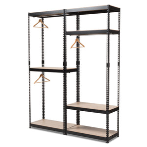 Baxton Studio Gavin Black Metal 7-Shelf Closet Storage Racking Organizer