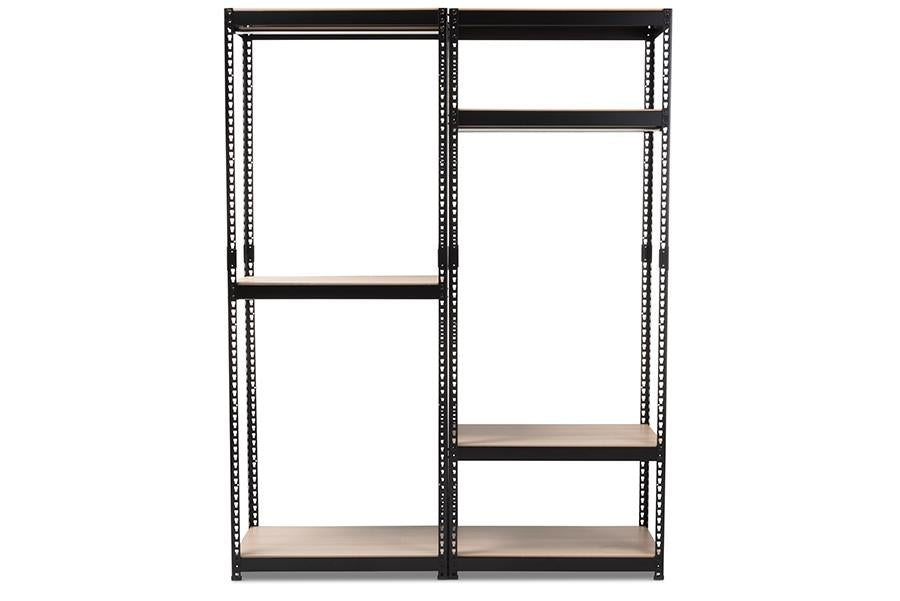 Baxton Studio Gavin Black Metal 7-Shelf Closet Storage Racking Organizer