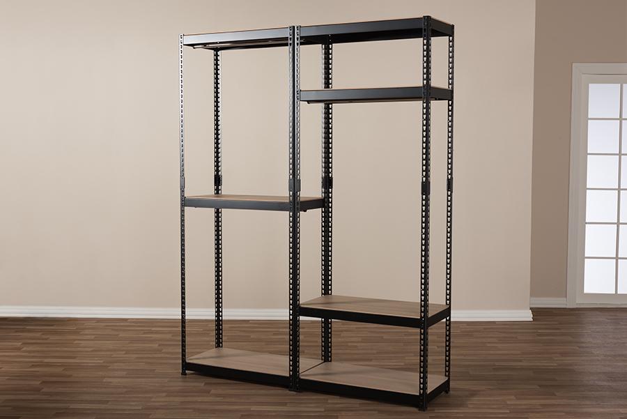 Baxton Studio Gavin Black Metal 7-Shelf Closet Storage Racking Organizer