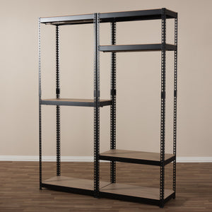 Baxton Studio Gavin Black Metal 7-Shelf Closet Storage Racking Organizer