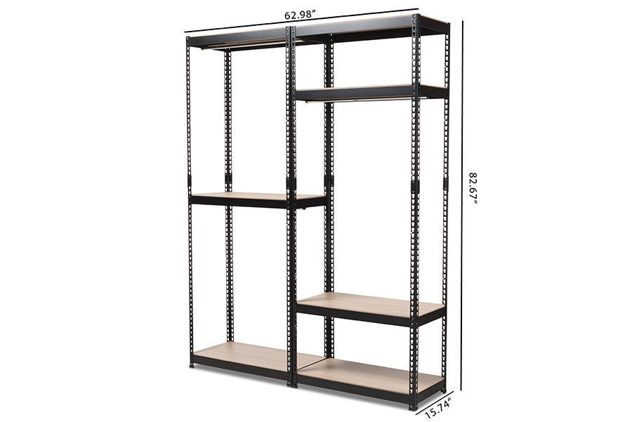 Baxton Studio Gavin Black Metal 7-Shelf Closet Storage Racking Organizer