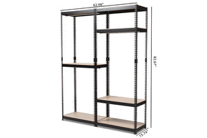 Baxton Studio Gavin Black Metal 7-Shelf Closet Storage Racking Organizer