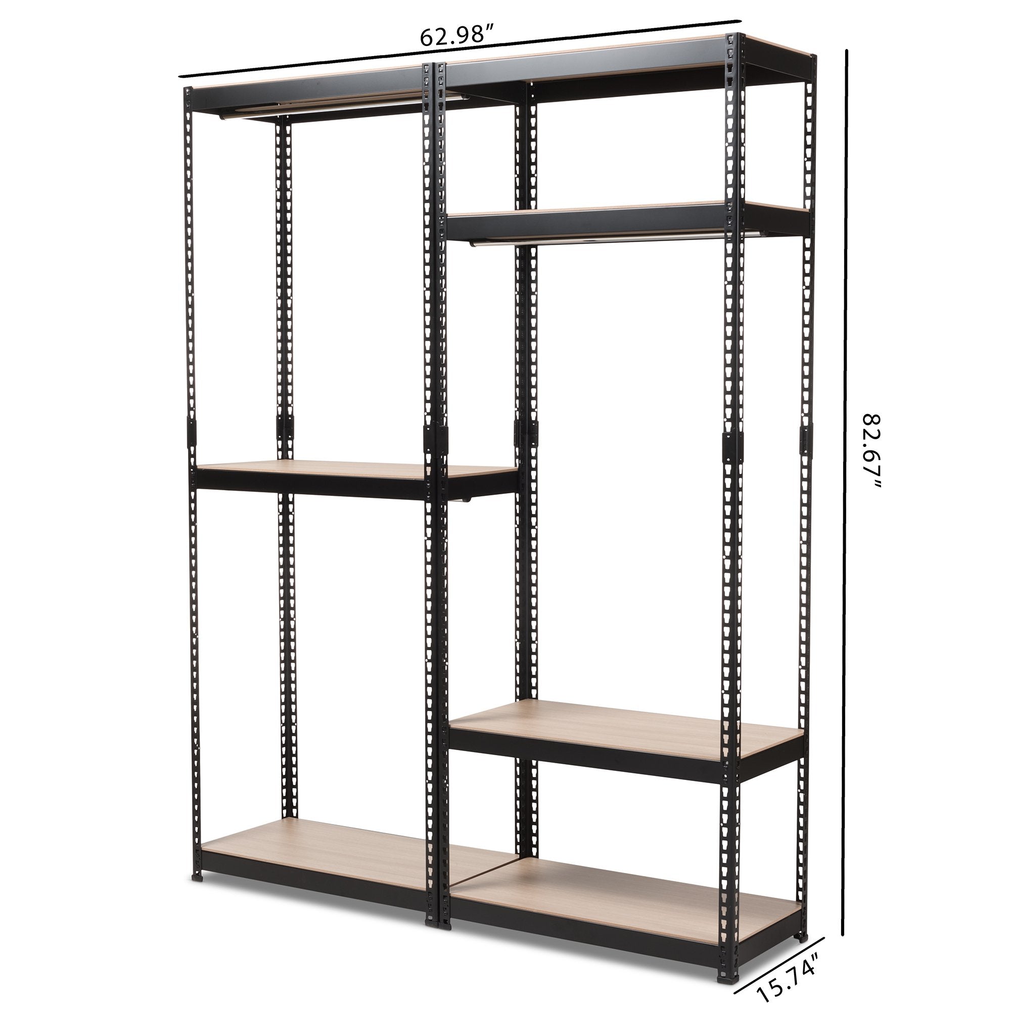 Baxton Studio Gavin Black Metal 7-Shelf Closet Storage Racking Organizer