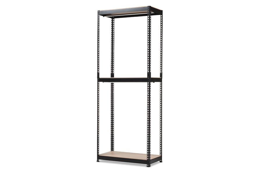 Baxton Studio Gavin Black Metal 3-Shelf Closet Storage Racking Organizer