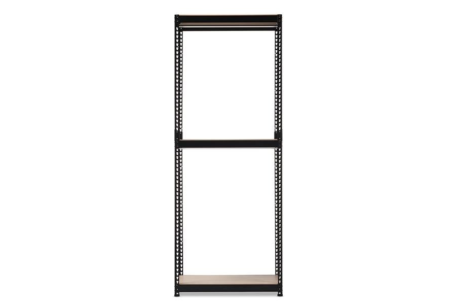 Baxton Studio Gavin Black Metal 3-Shelf Closet Storage Racking Organizer