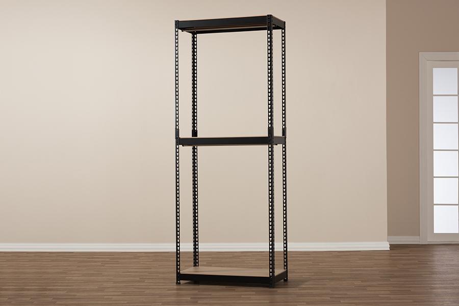 Baxton Studio Gavin Black Metal 3-Shelf Closet Storage Racking Organizer