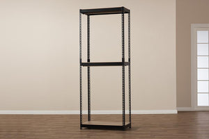 Baxton Studio Gavin Black Metal 3-Shelf Closet Storage Racking Organizer