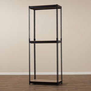 Baxton Studio Gavin Black Metal 3-Shelf Closet Storage Racking Organizer