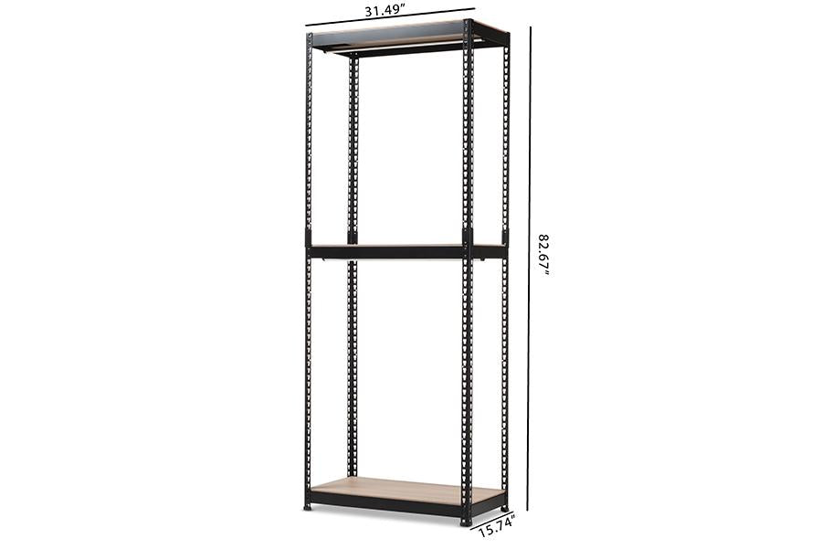 Baxton Studio Gavin Black Metal 3-Shelf Closet Storage Racking Organizer