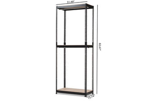 Baxton Studio Gavin Black Metal 3-Shelf Closet Storage Racking Organizer