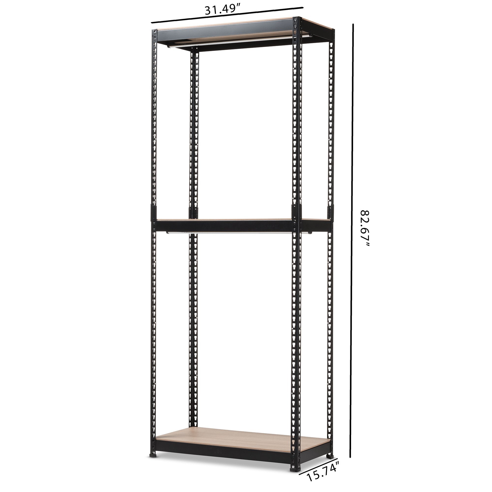 Baxton Studio Gavin Black Metal 3-Shelf Closet Storage Racking Organizer