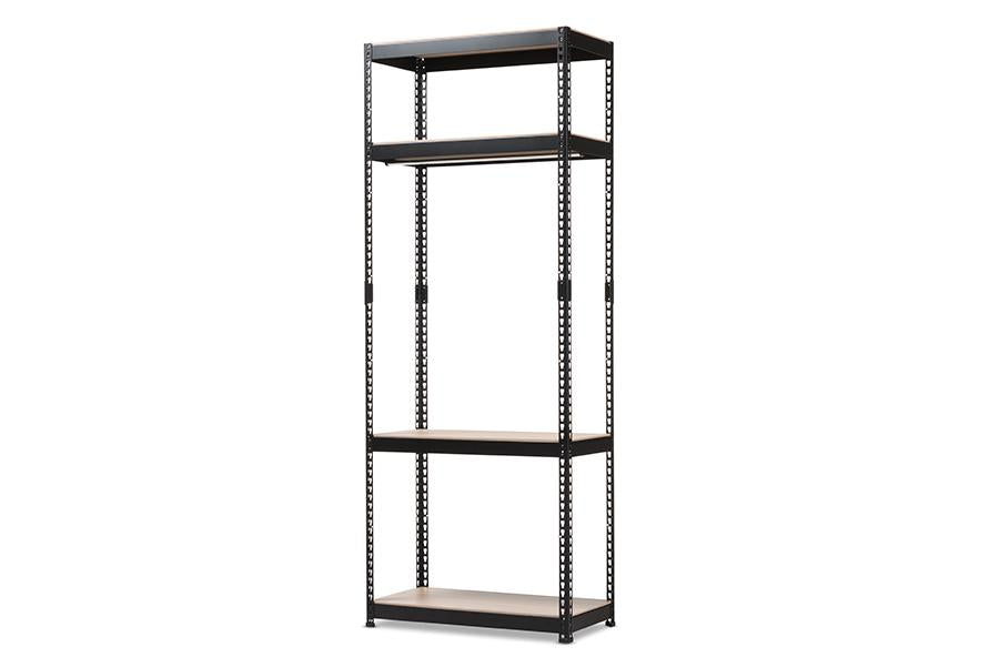 Baxton Studio Gavin Black Metal 4-Shelf Closet Storage Racking Organizer