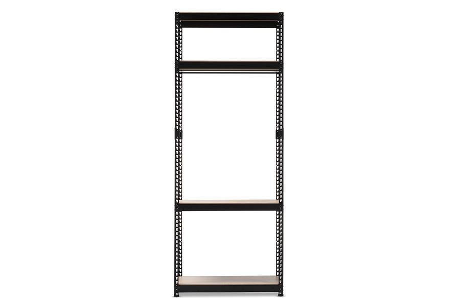 Baxton Studio Gavin Black Metal 4-Shelf Closet Storage Racking Organizer