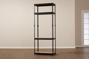 Baxton Studio Gavin Black Metal 4-Shelf Closet Storage Racking Organizer