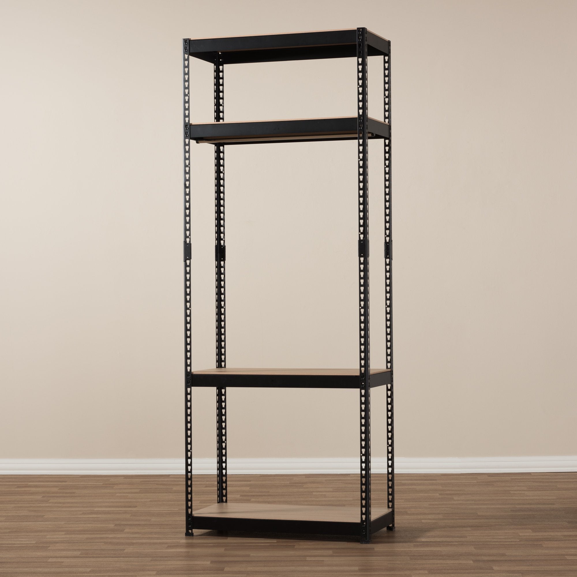 Baxton Studio Gavin Black Metal 4-Shelf Closet Storage Racking Organizer