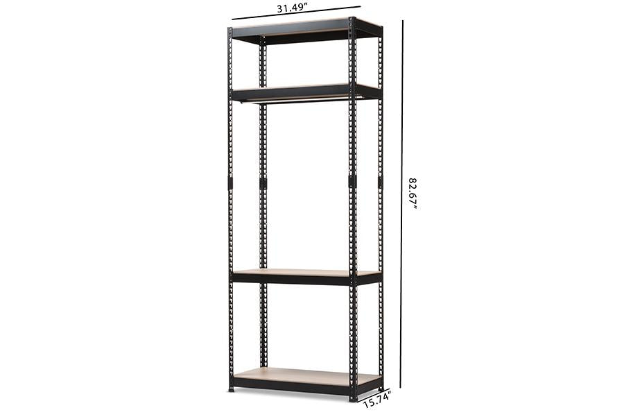 Baxton Studio Gavin Black Metal 4-Shelf Closet Storage Racking Organizer