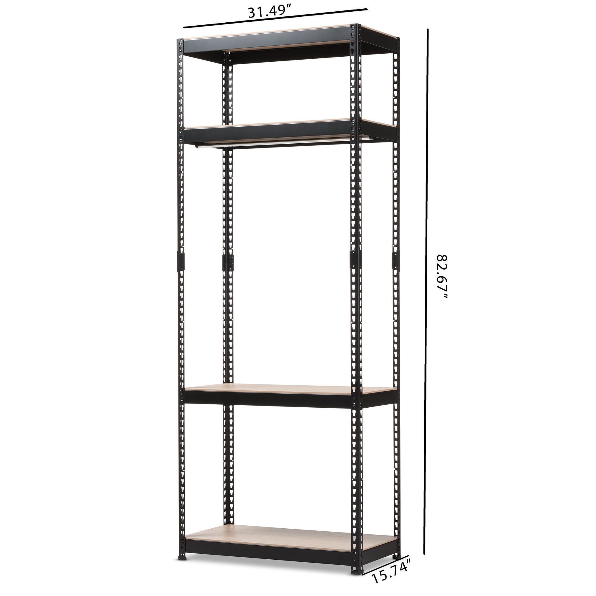 Baxton Studio Gavin Black Metal 4-Shelf Closet Storage Racking Organizer