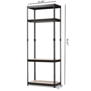 Baxton Studio Gavin Black Metal 4-Shelf Closet Storage Racking Organizer