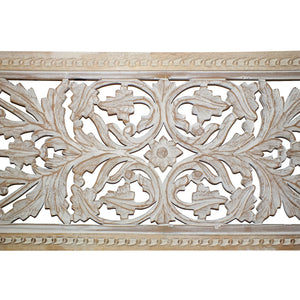 Attractive Mango Wood Wall Panel Hand Crafted With Intricate Details, White