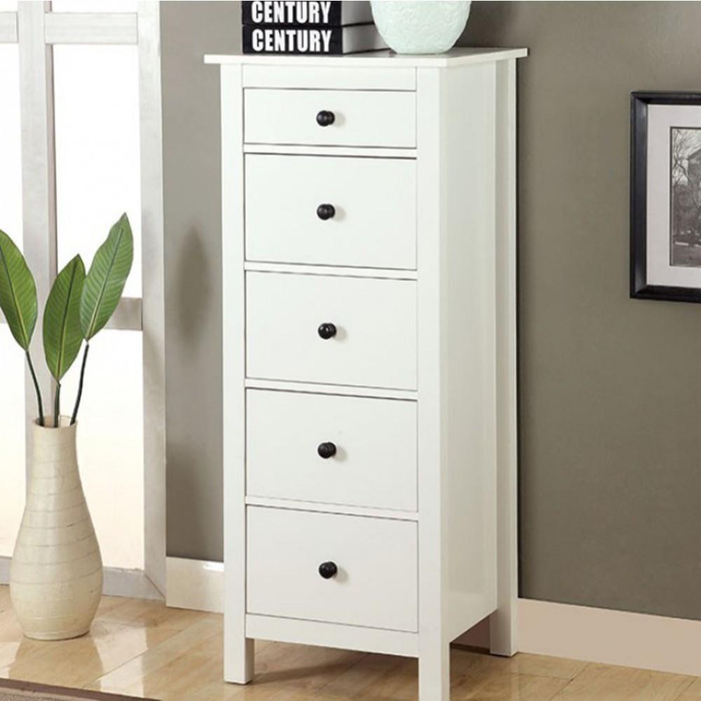 Well-designed Wooden Chest With 5 Drawers, White