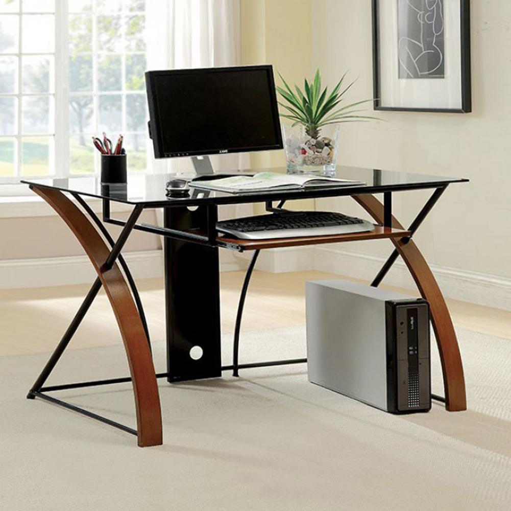 Baden Transitional Style Computer Desk , Oak and Black