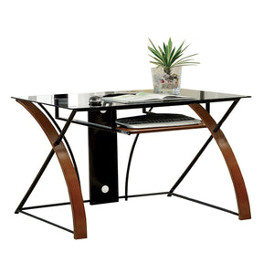 Baden Transitional Style Computer Desk , Oak and Black