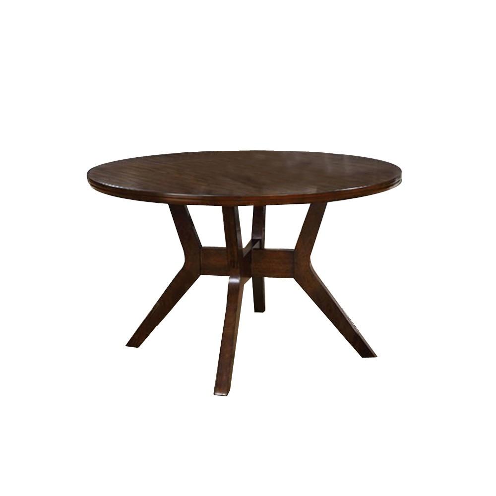 Abelone Mid-Century Modern Round Dining Table, Walnut