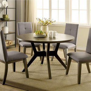 Abelone Mid-Century Modern Round Dining Table, Gray