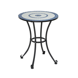 Aster Transitional Patio Table, Blue& Black