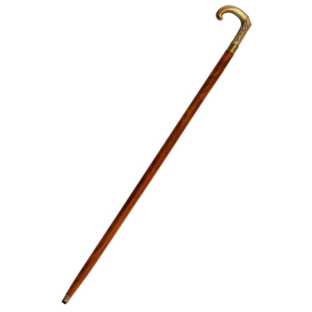 Wooden Walking Stick Cane With Elephant Trunk Brass Handle