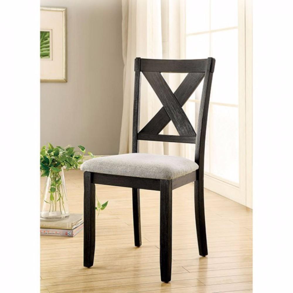 Xanthe Transitional Side Chair, Brushed Black Finish, Set Of 2