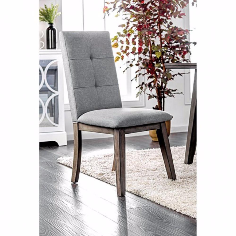 Abelone Mid-Century Modern Side Chair In Gray Fabric, Set Of 2