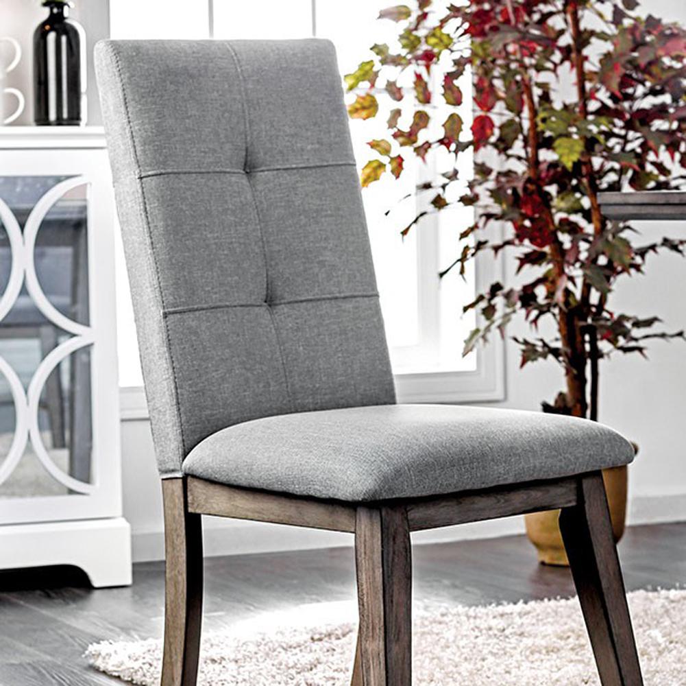 Abelone Mid-Century Modern Side Chair In Gray Fabric, Set Of 2