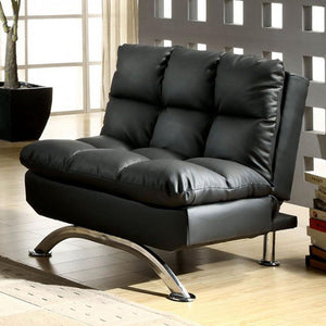 Aristo Contemporary Aristo Single Sofa Chair With Leather Black Finish