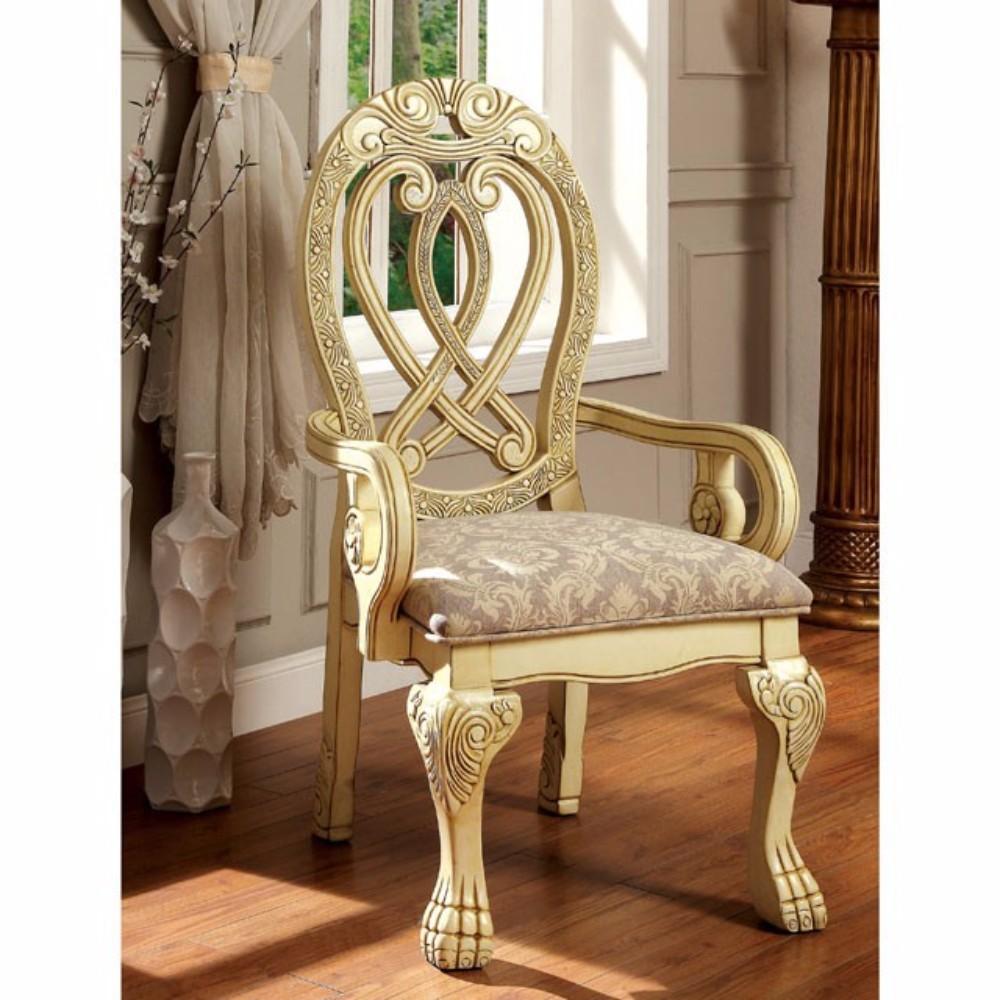 Wyndmere Traditional Arm Chair, Cream Finish, Set Of 2