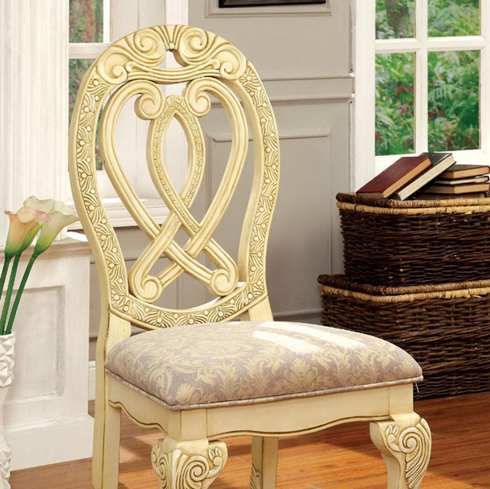 Wyndmere Traditional Side Chair, Cream Finish, Set Of 2