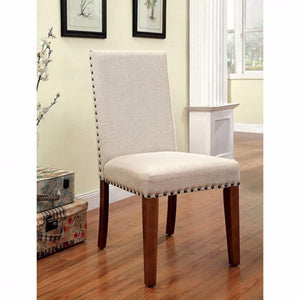 Walsh Industrial Side Chair With Flax Fabric, Natural Wood, Set Of 2