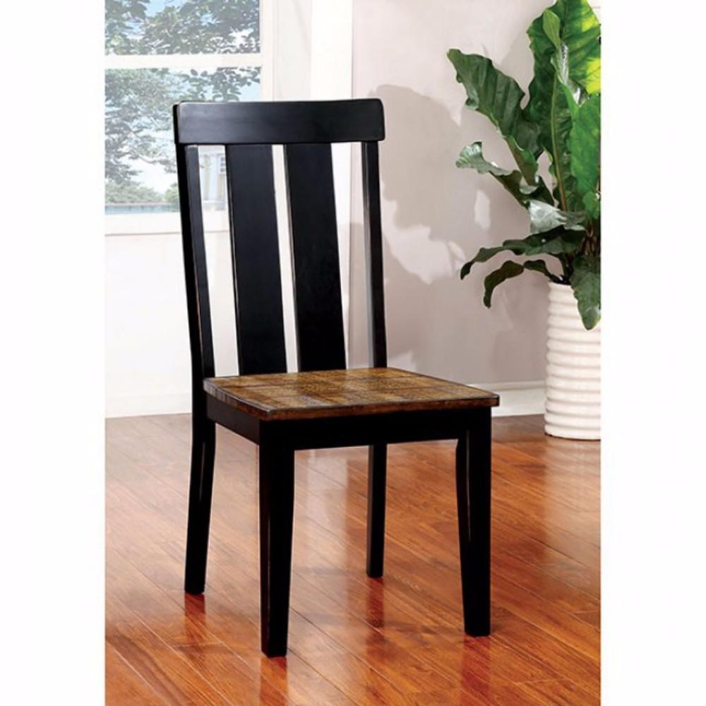 Alana Transitional Side Chair Withwood Seat, Set Of 2