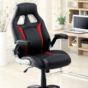 Argon Contemporary Racing Car Office Chair, Black & Red Finish